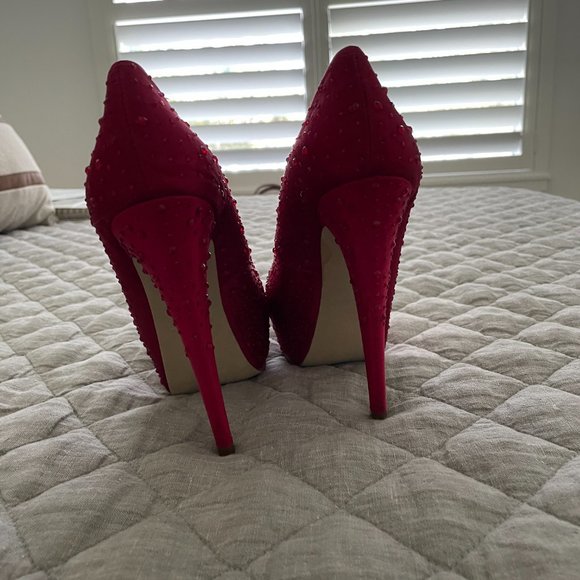 ALDO Loann Red Ruby Rhinestone Pumps, Size 5/35 - Picture 3 of 8